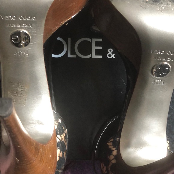 Dolce & Gabbana Black & Cream Gold Sandals - Picture 6 of 9